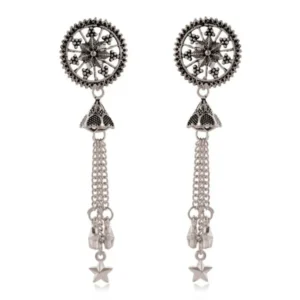 Women Traditional Silver AZ838-OXidised Jhumka Set | German Silver Chand Baliyan & Jhumkas Earrings for Women | Birthday & Anniversary Gift -AZ838-OX-ER49