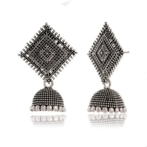 Women Traditional Silver AZ838-OXidised Jhumka Set | German Silver Chand Baliyan & Jhumkas Earrings for Women | Birthday & Anniversary Gift -AZ838-OX-ER50