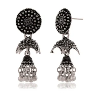Women Traditional Silver AZ838-OXidised Jhumka Set | German Silver Chand Baliyan & Jhumkas Earrings for Women | Birthday & Anniversary Gift -AZ838-OX-ER51