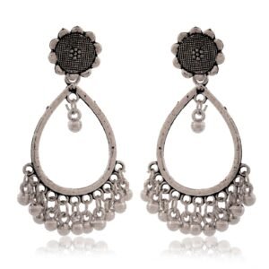 Earrings for Women Traditional Silver AZ838-OXidised Jhumka Set | German Silver Chand Baliyan & Jhumkas Earrings | Birthday & Anniversary Gift -AZ838-OX-ER34