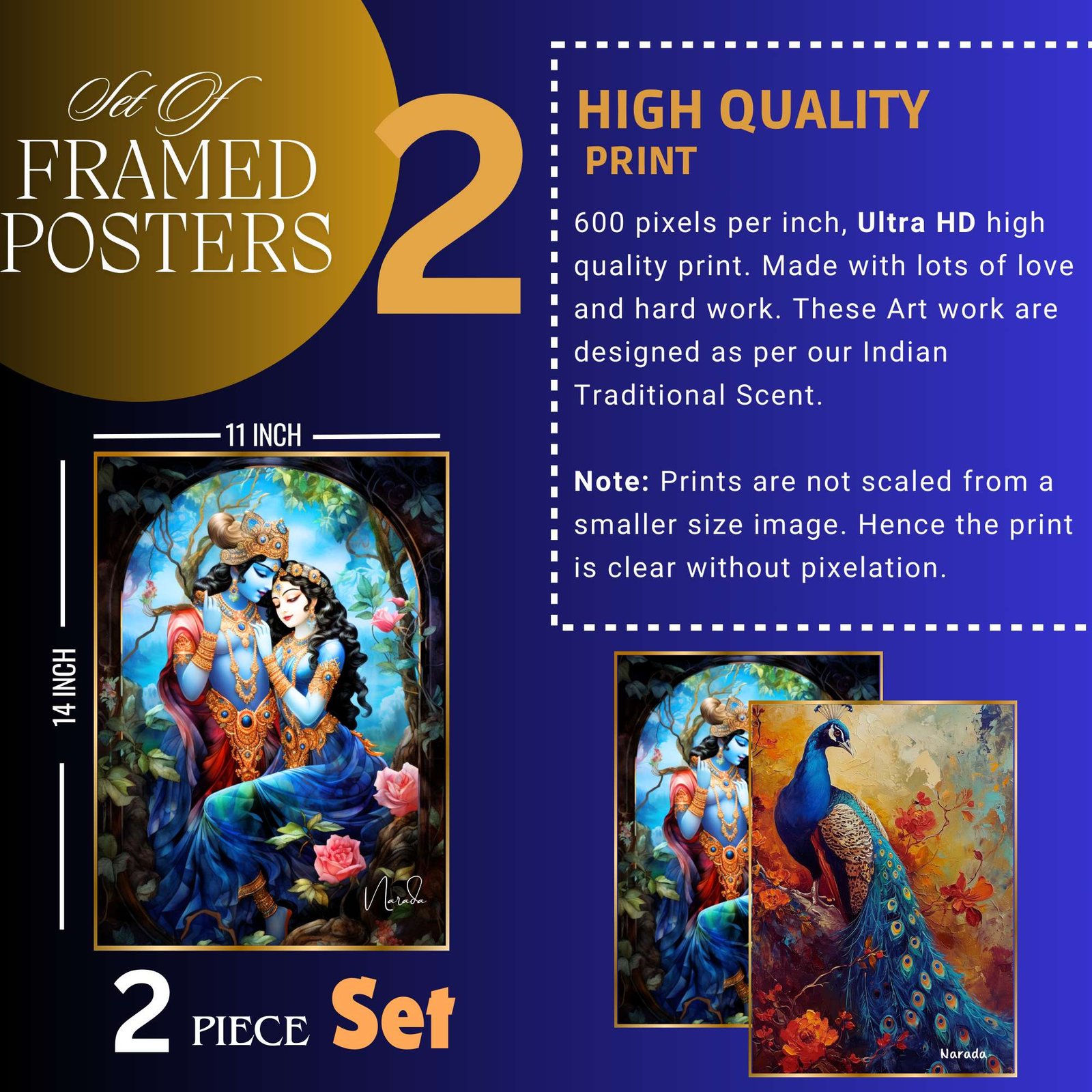 Set of Two Wall Paintings for Wall Dacoration Golden Framed Wall Paintings for Living Room & Bedroom Wall Art for Home Decoration & Office Wall Décor (14x11 inch CH-GD2-5) - Image 4