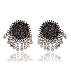Earrings for Women Traditional Silver AZ838-OXidised Jhumka Set | German Silver Chand Baliyan & Jhumkas Earrings | Birthday & Anniversary Gift -AZ838-OX-ER32